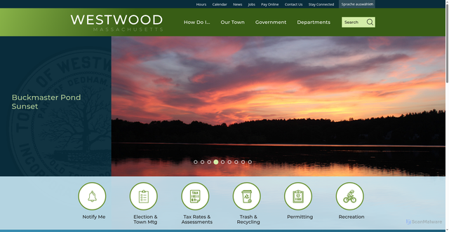 Security scan screenshot of https://www.townhall.westwood.ma.us/