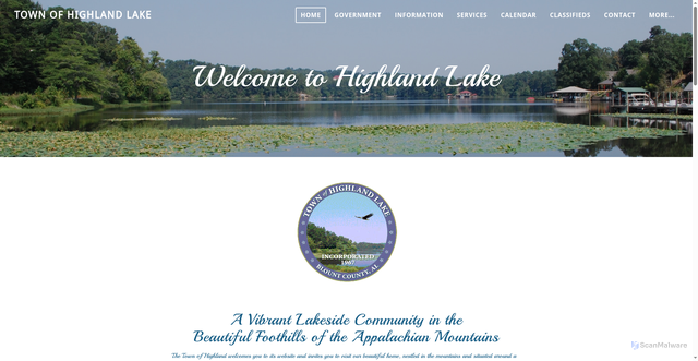 Security scan screenshot of https://www.highlandlakeal.gov/