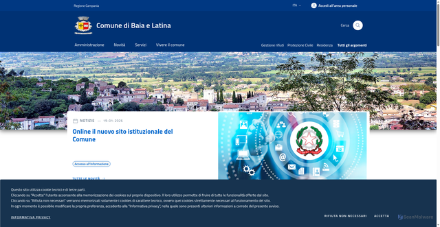 Security scan screenshot of https://www.comune.baiaelatina.ce.it/