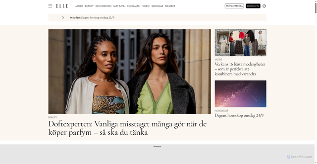 Security scan screenshot of https://elle.se