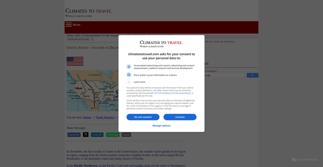 Security scan screenshot of https://www.climatestotravel.com/weatherbymonth/united-states/december