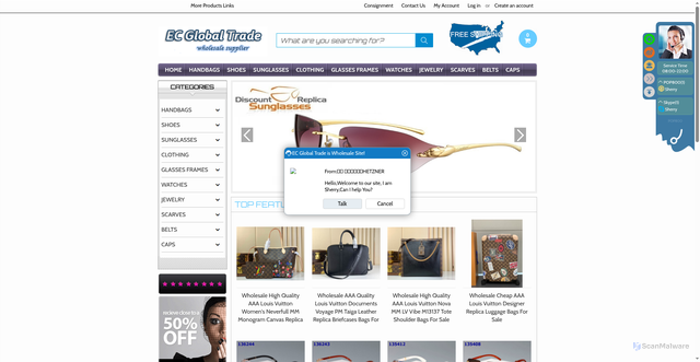 Security scan screenshot of https://www.aaahandbags.ru