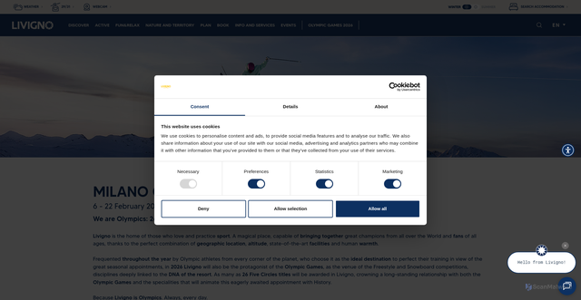 Security scan screenshot of https://www.livigno.eu/en/winter-olympic-games-milano-cortina-2026