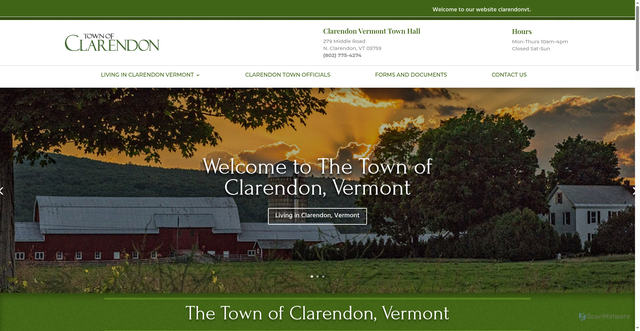 Security scan screenshot of https://www.clarendonvt.gov/
