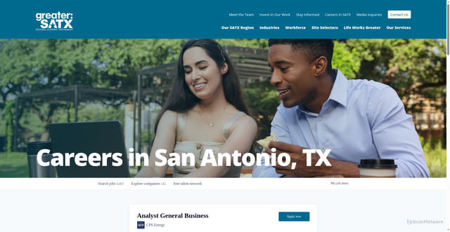 Security scan screenshot of https://careers.greatersatx.com/companies/cps-energy/jobs/76889586-analyst-general-business