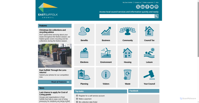 Security scan screenshot of https://www.eastsuffolk.gov.uk