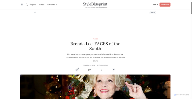 Security scan screenshot of https://styleblueprint.com/everyday/brenda-lee-faces-south/