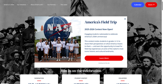 Security scan screenshot of https://america250.org/