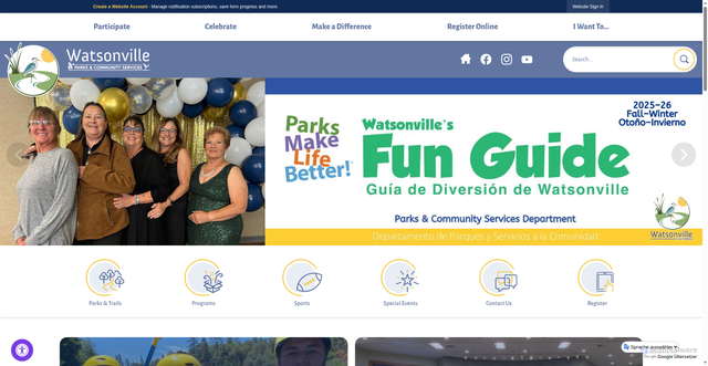Security scan screenshot of https://www.watsonville.gov/2326/Parks-Community-Services