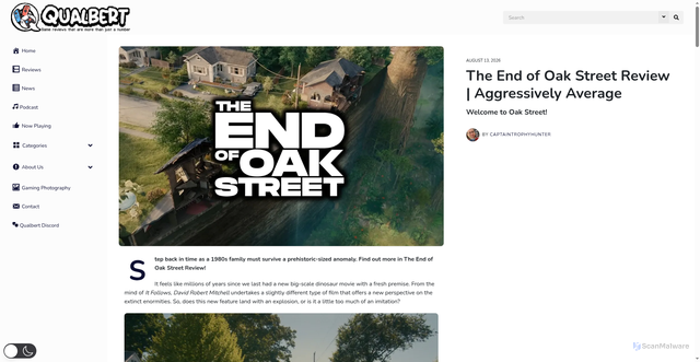 Security scan screenshot of https://www.qualbert.com/reviews/the-end-of-oak-street-review-aggressively-average/