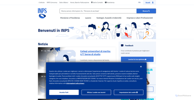 Security scan screenshot of https://inps.it