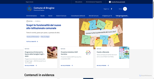 Security scan screenshot of https://www.comune.brugine.pd.it/