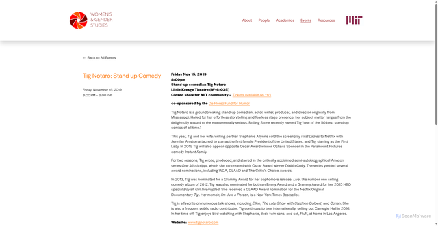 Security scan screenshot of http://wgs.mit.edu/events-all/tignotaro