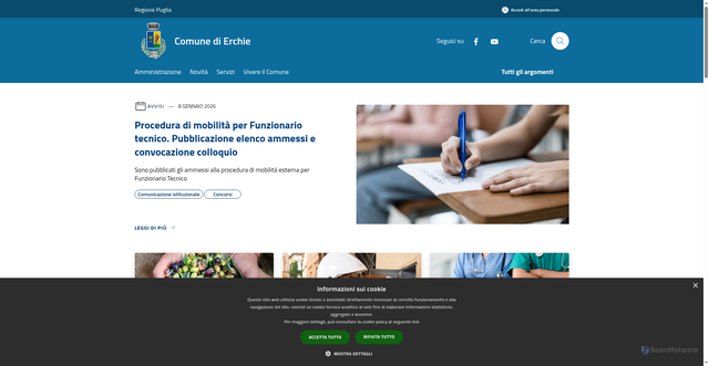 Security scan screenshot of https://www.comune.erchie.br.it/it