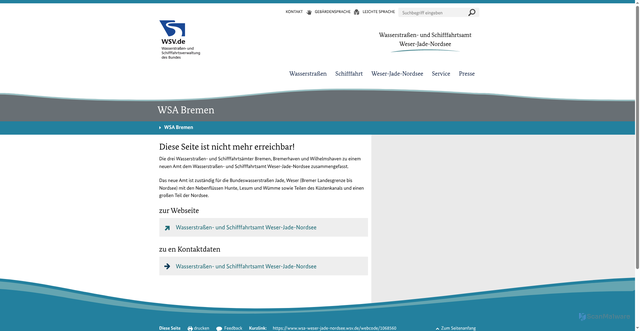 Security scan screenshot of http://www.wsa-bremen.de