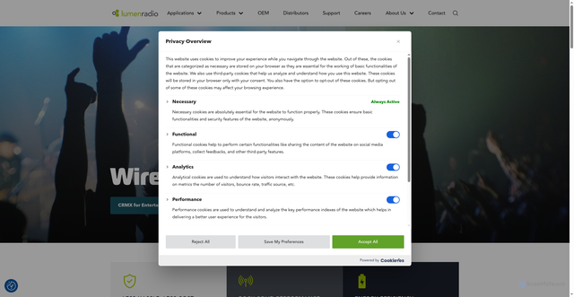 Security scan screenshot of https://lumenradio.com