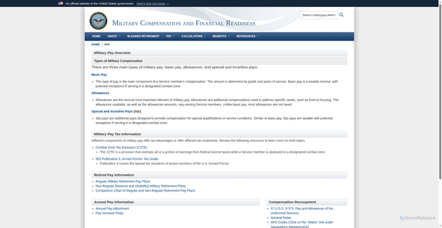 Security scan screenshot of https://militarypay.defense.gov/pay/