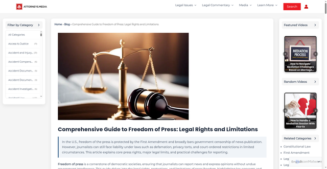 Security scan screenshot of https://attorneys.media/freedom-of-press/