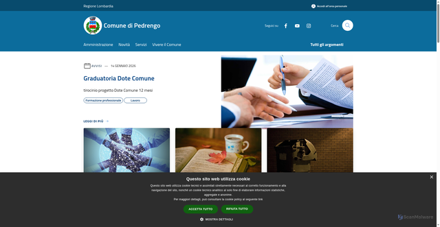 Security scan screenshot of https://www.comune.pedrengo.bg.it/it
