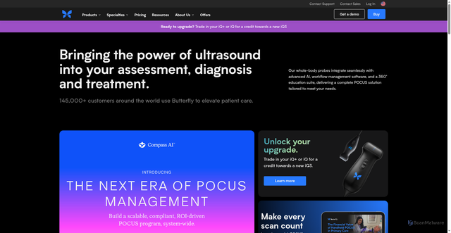 Security scan screenshot of https://butterflynetwork.com