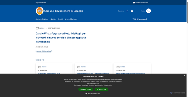 Security scan screenshot of https://www.comune.montenerodibisaccia.cb.it