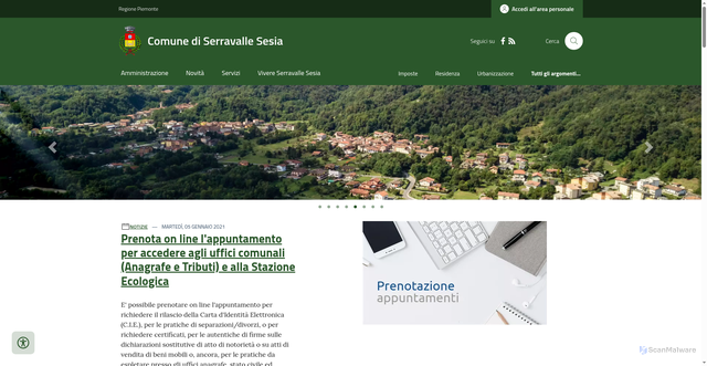 Security scan screenshot of https://www.comune.serravallesesia.vc.it