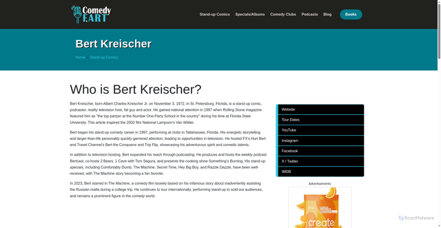Security scan screenshot of https://comedyf.art/stand-up-comics/bert-kreischer/