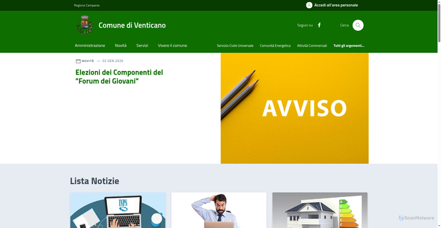 Security scan screenshot of https://www.comune.venticano.av.it/