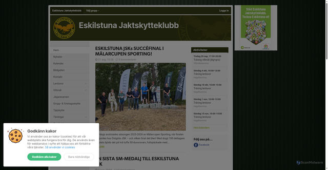 Security scan screenshot of https://eskilstunajaktskytteklubb.se