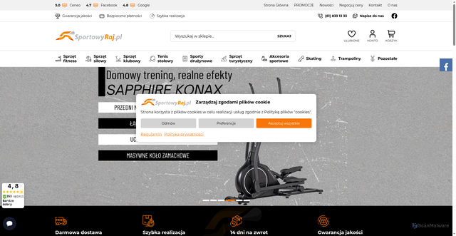 Security scan screenshot of https://www.sportowyraj.pl