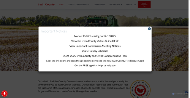 Security scan screenshot of https://irwincounty-ga.gov/