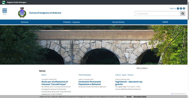 Security scan screenshot of https://www.comune.savignano-sul-rubicone.fc.it/servizi/notizie/notizie_homepage.aspx