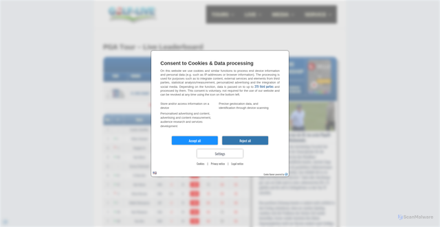 Security scan screenshot of https://www.golf-live.at/us-pga-tour-leaderboard