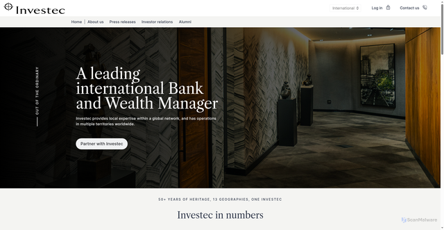 Security scan screenshot of https://investec.com