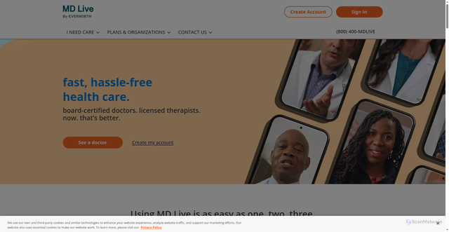 Security scan screenshot of https://www.mdlive.com