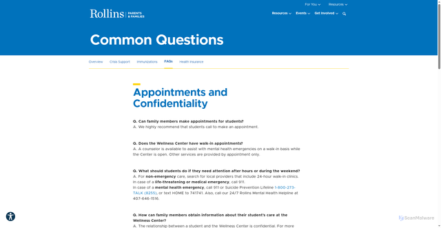 Security scan screenshot of https://rollins-edu-website-ssg.pages.dev/parents-families/wellness-center/questions/