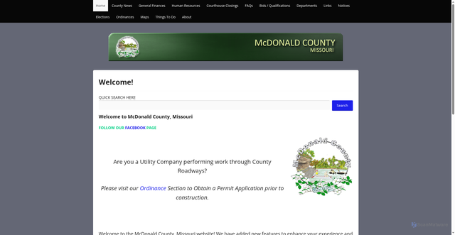 Security scan screenshot of https://mcdonaldcountymo.gov/