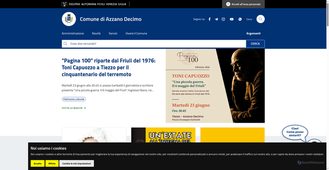 Security scan screenshot of https://WWW.COMUNE.AZZANODECIMO.PN.IT