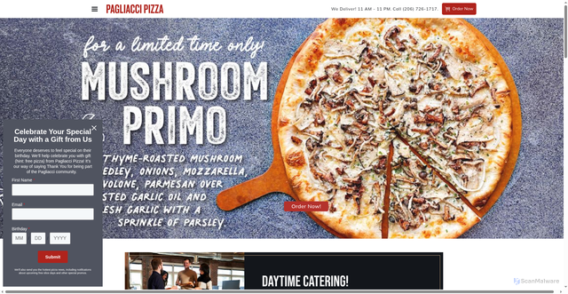 Security scan screenshot of https://pagliacci.com/