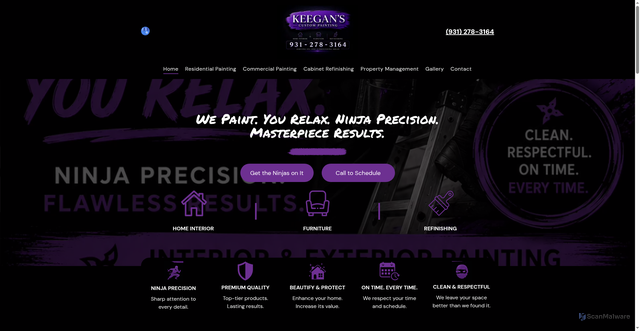 Security scan screenshot of http://keeganscustompainting.com/