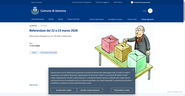 Security scan screenshot of https://www.comune.varenna.lc.it/