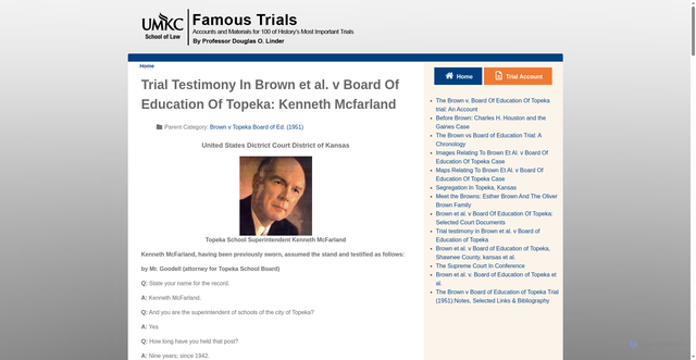 Security scan screenshot of https://www.famous-trials.com/brownvtopeka/82-brownvtopekatestimony/677-mcfarlandtestimony