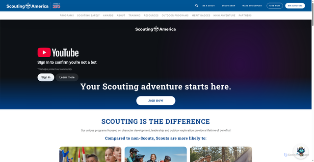 Security scan screenshot of https://www.scouting.org