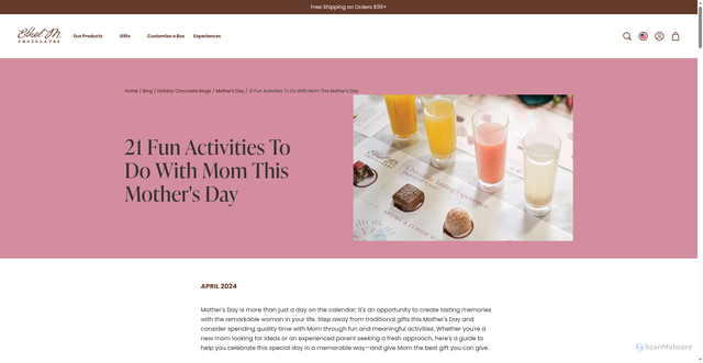 Security scan screenshot of https://www.ethelm.com/en-us/blog/holidays/mothers-day/mothers-day-activities?srsltid=AfmBOor36xHJnZ3aluynATnjcNjdXn8MKxJ-PfLamLZa6UZl3qVNtP2i