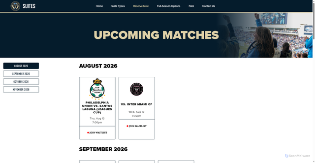 Security scan screenshot of https://www.philadelphiaunionsuites.com/events/Philadelphia-Union-vs-Santos-Laguna-Leagues-Cup-120758/