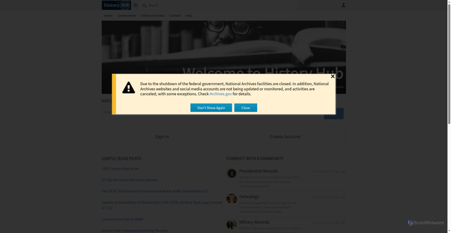 Security scan screenshot of https://historyhub.history.gov/