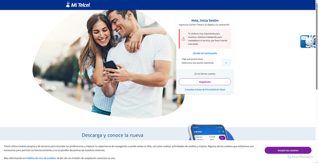 Security scan screenshot of https://www.mitelcel.com