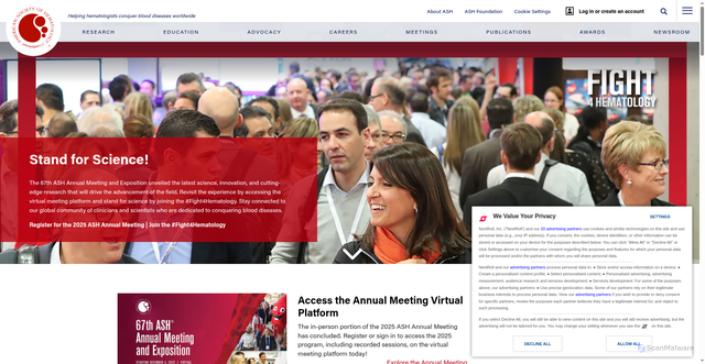 Security scan screenshot of https://hematology.org