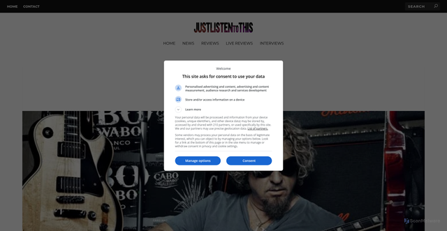 Security scan screenshot of https://justlistentothis.co.uk/interviews/sammy-hagar/