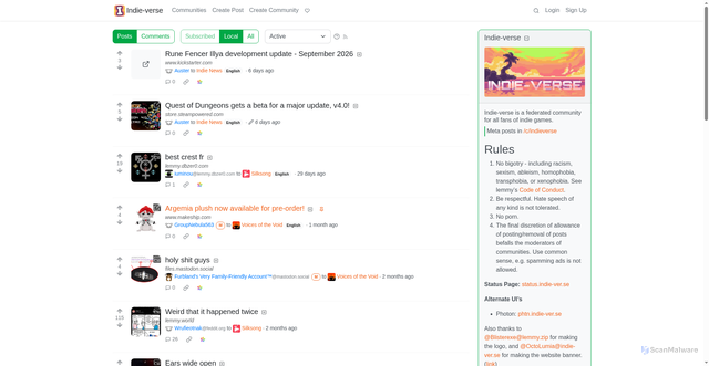 Security scan screenshot of https://indie-ver.se